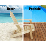 Gardeon 3PC Adirondack Outdoor Table and Chairs Wooden Beach Chair Natural - Extra Image