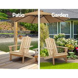 Gardeon 3PC Adirondack Outdoor Table and Chairs Wooden Beach Chair Natural - Extra Image