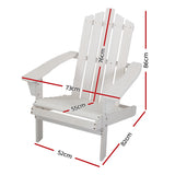 Gardeon Adirondack Outdoor Chairs Wooden Beach Chair Patio Furniture Garden White - Front View