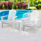 Gardeon 3PC Adirondack Outdoor Table and Chairs Wooden Beach Chair White - Low Angle