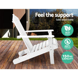 Gardeon 3PC Adirondack Outdoor Table and Chairs Wooden Beach Chair White - Extra Image