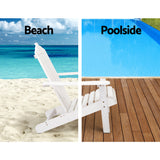 Gardeon 3PC Adirondack Outdoor Table and Chairs Wooden Beach Chair White - Extra Image