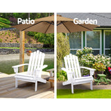 Gardeon 3PC Adirondack Outdoor Table and Chairs Wooden Beach Chair White - Extra Image
