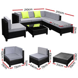 Gardeon 7-Piece Outdoor Sofa Set Wicker Couch Lounge Setting Seat Cover - Front View
