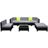 Gardeon 7-Piece Outdoor Sofa Set Wicker Couch Lounge Setting Seat Cover - Side View