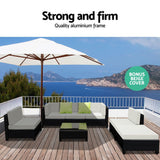 Gardeon 7-Piece Outdoor Sofa Set Wicker Couch Lounge Setting Seat Cover - Top-Down View