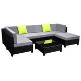 Gardeon 7-Piece Outdoor Sofa Set Wicker Couch Lounge Setting Seat Cover - Low Angle