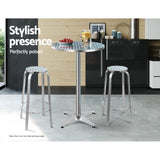 Gardeon 2x Outdoor Bar Stools Aluminum - Top-Down View