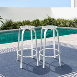 Gardeon 2x Outdoor Bar Stools Aluminum - Close-Up Angle