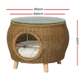 Gardeon Coffee Side Table Wicker Aluminium Desk Pet Bed Storage Outdoor Furniture - Front View