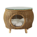Gardeon Coffee Side Table Wicker Aluminium Desk Pet Bed Storage Outdoor Furniture - Side View