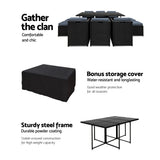 Gardeon Outdoor Dining Set 11 Piece Wicker Table Chairs Setting Black - 45-Degree Angle