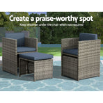 Gardeon Outdoor Dining Set 11 Piece Wicker Table Chairs Setting Grey, image 5