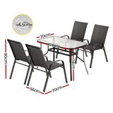 Gardeon 5PC Outdoor Dining Set Table and Chairs Patio Furniture Bistro Set Garden Black - Front View