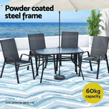 Gardeon 5PC Outdoor Dining Set Table and Chairs Patio Furniture Bistro Set Garden Black - Top-Down View