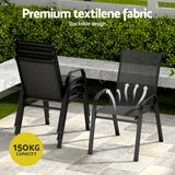 Gardeon 5PC Outdoor Dining Set Table and Chairs Patio Furniture Bistro Set Garden Black