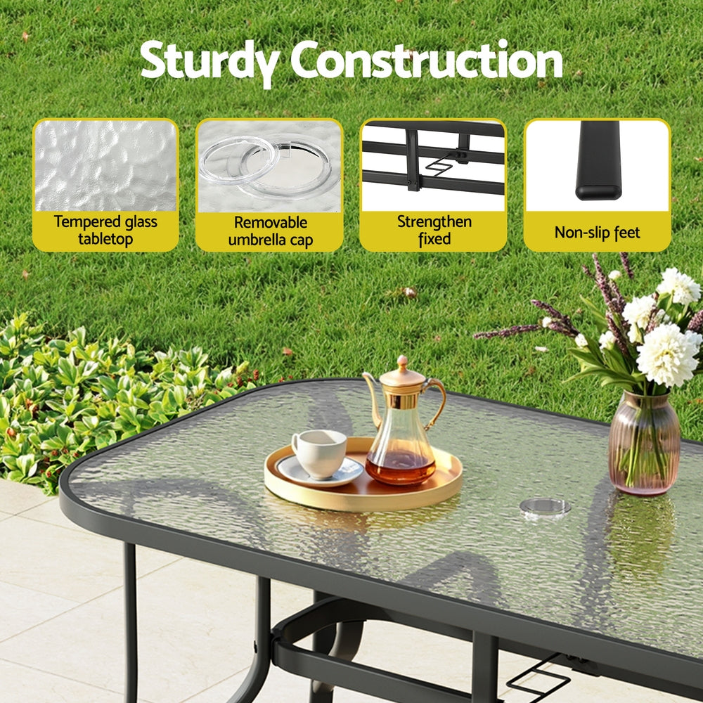 Gardeon 5PC Outdoor Dining Set Table and Chairs Patio Furniture Bistro Set Garden Black
