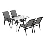 Gardeon 5PC Outdoor Dining Set Table and Chairs Patio Furniture Bistro Set Garden Grey - Side View