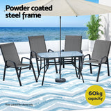 Gardeon 5PC Outdoor Dining Set Table and Chairs Patio Furniture Bistro Set Garden Grey - Top-Down View