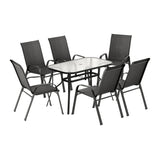 Gardeon 7PC Outdoor Dining Set Table and Chairs Patio Furniture Garden Bistro Set Black - Side View