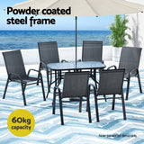 Gardeon 7PC Outdoor Dining Set Table and Chairs Patio Furniture Garden Bistro Set Black - Top-Down View