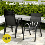 Gardeon 7PC Outdoor Dining Set Table and Chairs Patio Furniture Garden Bistro Set Black - 45-Degree Angle