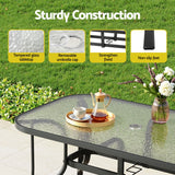 Gardeon 7PC Outdoor Dining Set Table and Chairs Patio Furniture Garden Bistro Set Black - Rear View