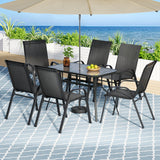 Gardeon 7PC Outdoor Dining Set Table and Chairs Patio Furniture Garden Bistro Set Black - Close-Up Angle
