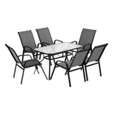 Gardeon 7PC Outdoor Dining Set Table and Chairs Patio Furniture Garden Bistro Set Grey - Side View