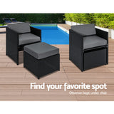 Gardeon Outdoor Dining Set 13 Piece Wicker Table Chairs Setting Black - 45-Degree Angle