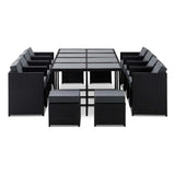 Gardeon Outdoor Dining Set 13 Piece Wicker Table Chairs Setting Black - Close-Up Angle
