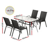 Gardeon 5PC Outdoor Dining Set Table and Chairs Patio Furniture Bistro Set Garden Black - Front View