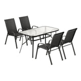 Gardeon 5PC Outdoor Dining Set Table and Chairs Patio Furniture Bistro Set Garden Black - Side View