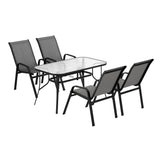 Gardeon 5PC Outdoor Dining Set Table and Chairs Patio Furniture Bistro Set Garden Grey - Side View