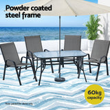 Gardeon 5PC Outdoor Dining Set Table and Chairs Patio Furniture Bistro Set Garden Grey - Top-Down View