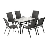 Gardeon 7PC Outdoor Dining Set Table and Chairs Patio Furniture Bistro Set Garden Black - Side View