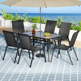 Gardeon 7PC Outdoor Dining Set Table and Chairs Patio Furniture Bistro Set Garden Black - Close-Up Angle