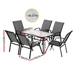Gardeon 7PC Outdoor Dining Set Table and Chairs Patio Furniture Bistro Set Garden Grey, image 2