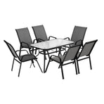 Gardeon 7PC Outdoor Dining Set Table and Chairs Patio Furniture Bistro Set Garden Grey, image 3