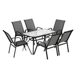 Gardeon 7PC Outdoor Dining Set Table and Chairs Patio Furniture Bistro Set Garden Grey - Side View