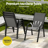 Gardeon 7PC Outdoor Dining Set Table and Chairs Patio Furniture Bistro Set Garden Grey - 45-Degree Angle