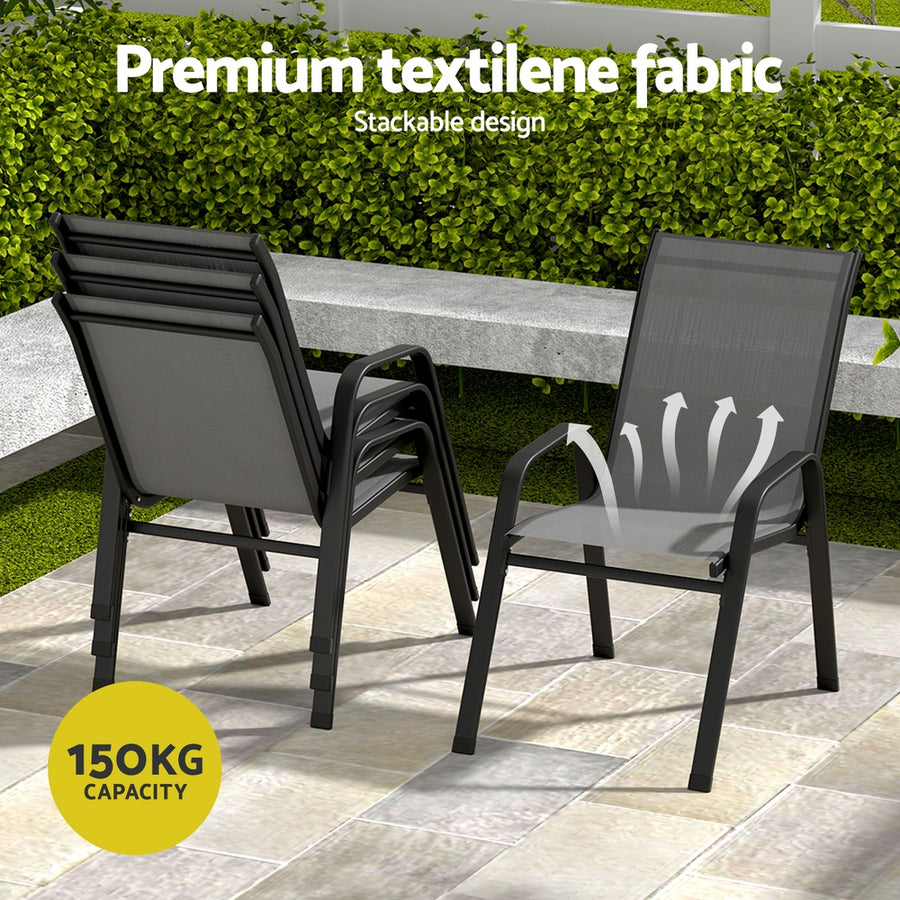 Gardeon 7PC Outdoor Dining Set Table and Chairs Patio Furniture Bistro Set Garden Grey, image 5