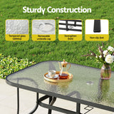 Gardeon 7PC Outdoor Dining Set Table and Chairs Patio Furniture Bistro Set Garden Grey - Rear View