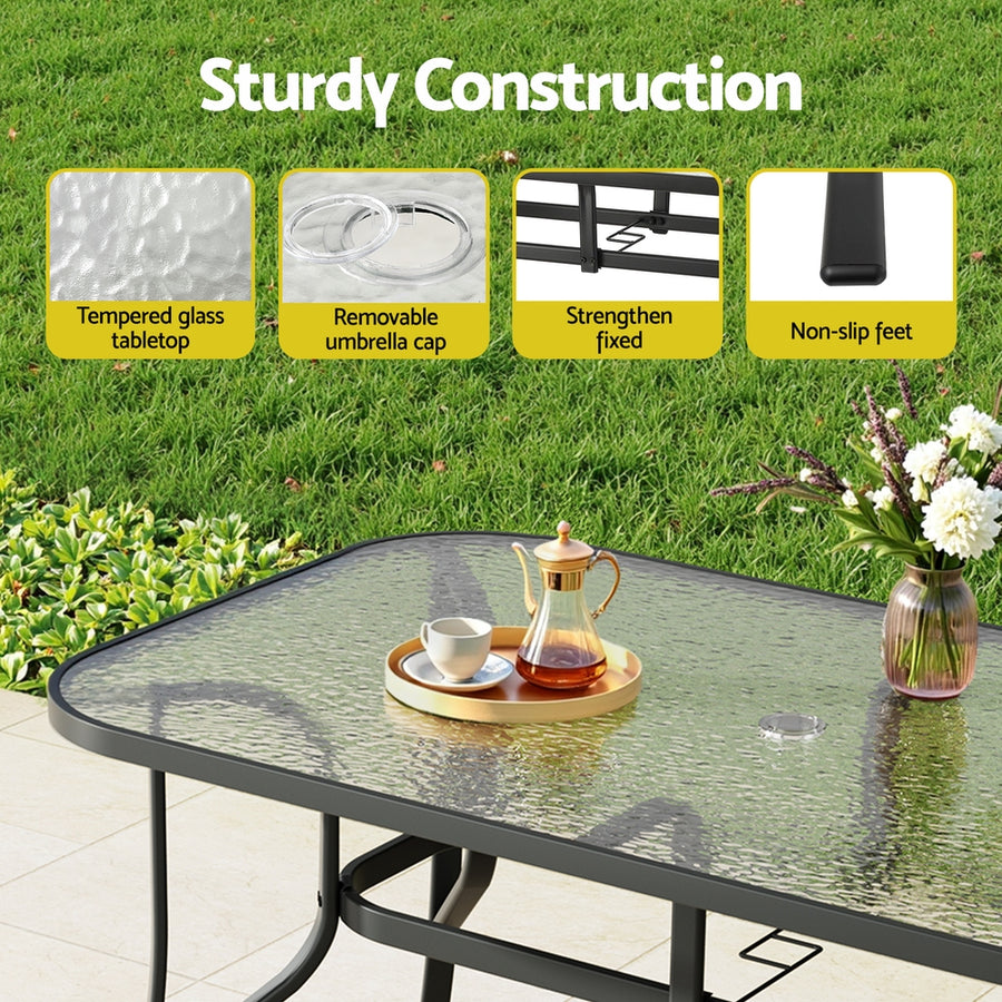 Gardeon 7PC Outdoor Dining Set Table and Chairs Patio Furniture Bistro Set Garden Grey, image 6