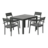 Gardeon Outdoor Dining Set 5 Piece Aluminum Extendable Table Setting Black - Rear View