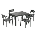 Gardeon Outdoor Dining Set 5 Piece Aluminum Extendable Table Setting Black - Side View