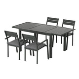 Gardeon Outdoor Dining Set 5 Piece Aluminum Extendable Table Setting Black - Top-Down View