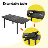 Gardeon Outdoor Dining Set 5 Piece Aluminum Extendable Table Setting Black - 45-Degree Angle