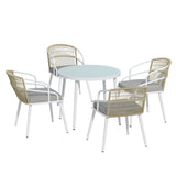 Gardeon Outdoor Dining Set 5 Piece Aluminum Table Chairs Setting White - Close-Up Angle