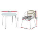 Gardeon Outdoor Dining Set 5 Piece Aluminum Table Chairs Setting White - Front View